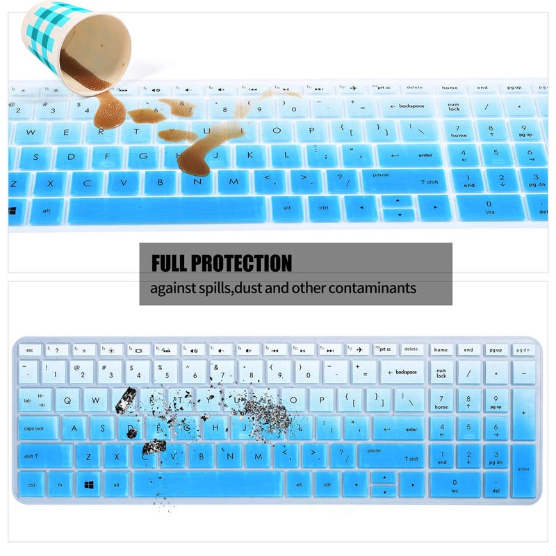 iKammo Keyboard Cover Skin Compatible HP Envy x360 15.6" 15-dr1010nr 15m-dr1012dx / HP Pavilion x360 15-BR075NR / HP Pavilion 15-BS 15-BW 15-CC 15-CB 15-CD Keyboard Covers(Omber Sky Blue) - Image 5